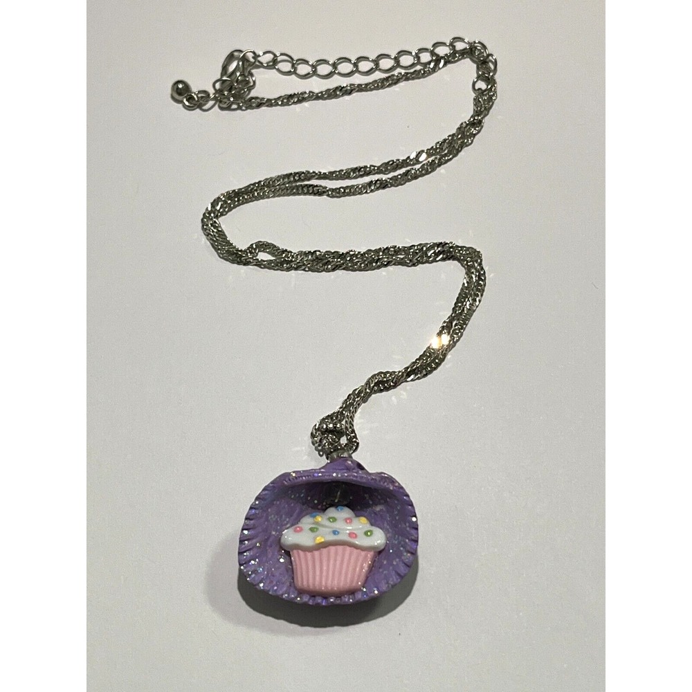 Handmade Art Cupcake Seashell Necklace approx 20" chain gift girly birthday